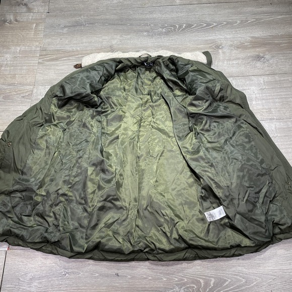 Lauren Ralph Lauren Women's Down Parka Jacket Faux Fur Hood Green Large Coat LRL - Picture 5 of 16